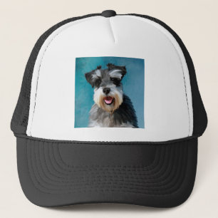 Miniaturschnauzer-Wasserfarben-Kunstmalerei Truckerkappe