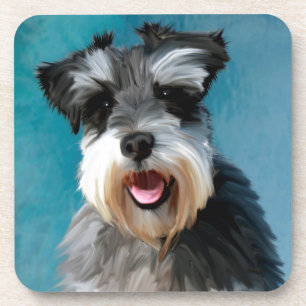 Miniaturschnauzer-Wasserfarben-Kunstmalerei Untersetzer