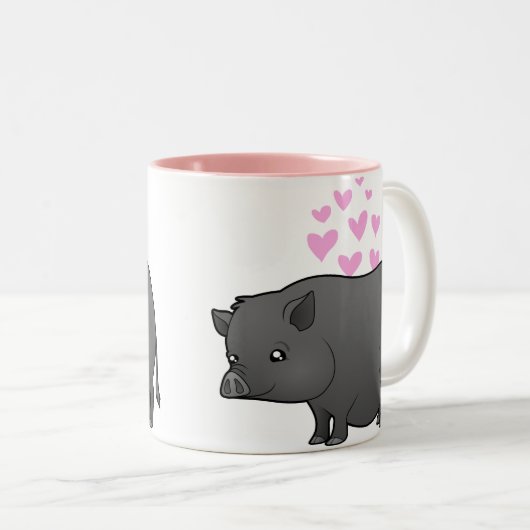 Miniaturschwein-Liebe Zweifarbige Tasse (VorderseiteRechts)