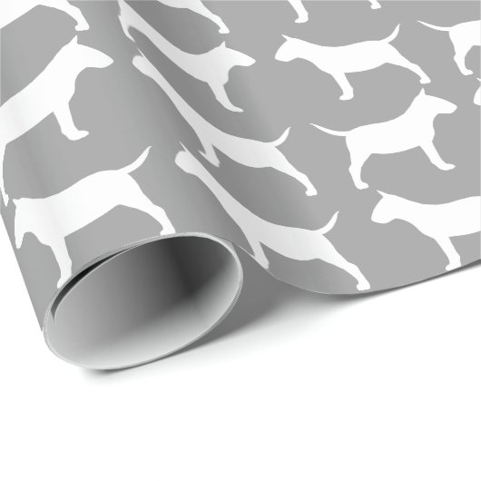 Miniaturstier-Terrier-Silhouette-Muster Geschenkpapier (Rolleneckpunkt)