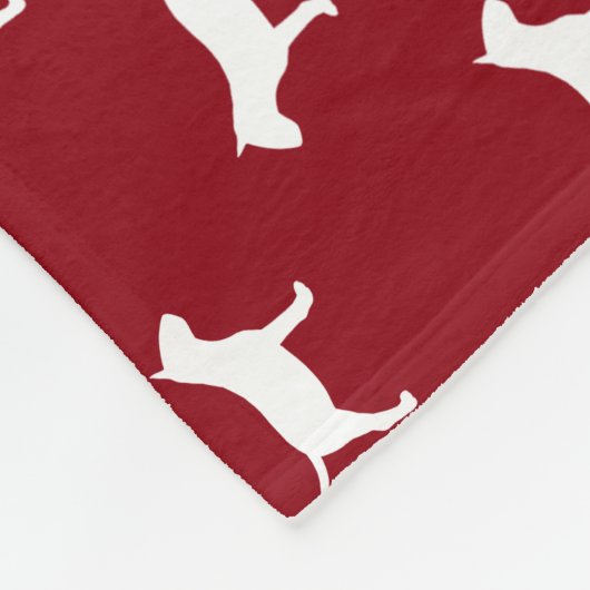 Miniaturstier-Terrier-Silhouette-Muster-Rot Fleecedecke (Ecke)
