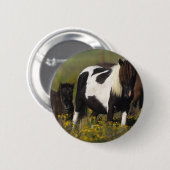 Miniaturstute u. Fohlen in den Blumen Button (Vorne & Hinten)