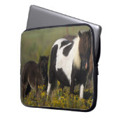 Miniaturstute u. Fohlen in den Blumen Laptopschutzhülle (Vorderseite Links)