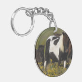 Miniaturstute u. Fohlen in den Blumen Schlüsselanhänger (Vorderseite links)