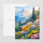 Miniaturzug im blühenden Alpenfrühling Feiertagspostkarte (Vorne/Hinten)