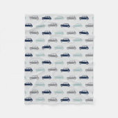 Minifassbinder unterwegs - blau u. Grau - Fleecedecke (Vorderseite)