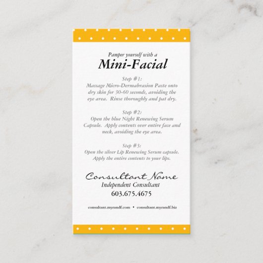 Minigesichtsanweisungskarten Visitenkarte (Vorderseite)