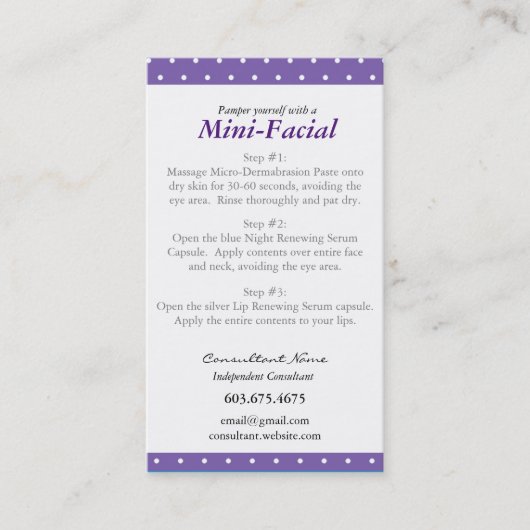 Minigesichtsanweisungskarten Visitenkarte (Vorderseite)