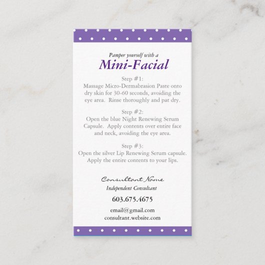 Minigesichtsanweisungskarten Visitenkarte (Vorderseite)