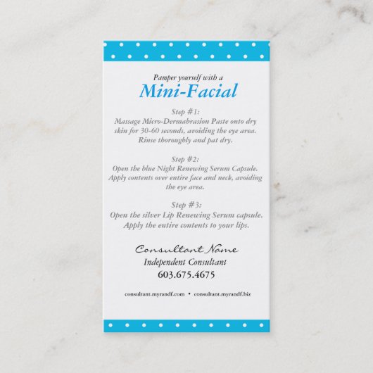 Minigesichtsanweisungskarten Visitenkarte (Vorderseite)