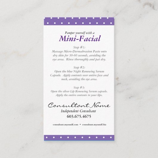 Minigesichtsanweisungskarten Visitenkarte (Vorderseite)