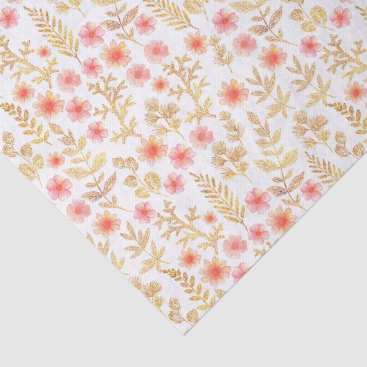 Minigold und Koralle mit Blumen Seidenpapier (Ausschnitt)