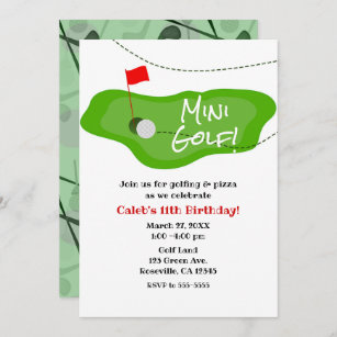 Minigolf, das grünes Geburtstags-Party irgendein Einladung