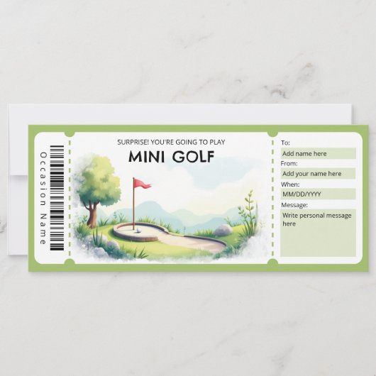 Minigolf-Geschenkgutschein Einladung (Vorderseite)