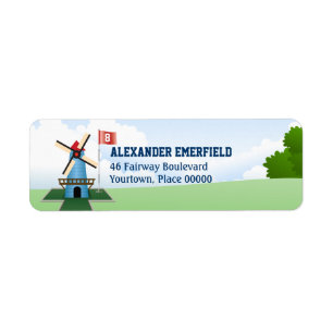 Minigolf-Windmühlen-Rücksendeadresse-Aufkleber