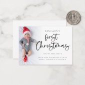Minigröße | Baby First Christmas Custom Foto Card Mitteilungskarte (Vorderseite/Rückseite Beispiel)