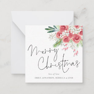 Minigröße   Winter Florals Frohe Weihnachten Mitteilungskarte