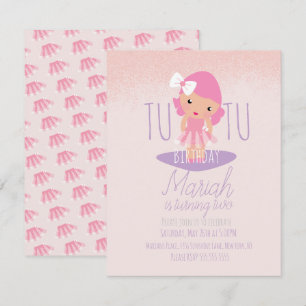 Minikleid Mädchen Geburtstag Cartoon Rosa Glitter Einladung