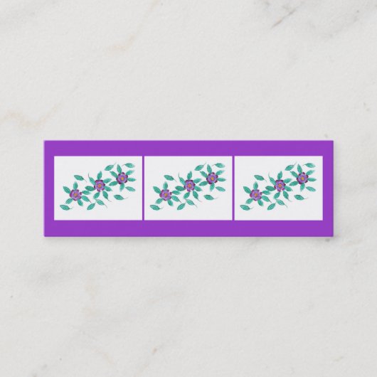 MiniLesezeichen-Karten, lila Primel-Blumen Mini Visitenkarte (Vorderseite)