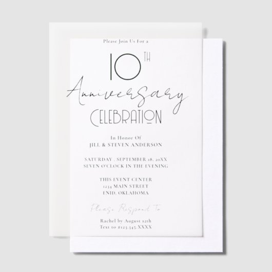 Minimal 10. Hochzeitstag Pergament Einladungen (Versetzt)