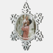 Minimal 1 Foto Schneeflocken Zinn-Ornament (Rechts)