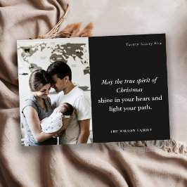 Minimal 1 Foto Schwarz & Weiß Weihnachtsgeist Feiertagskarte