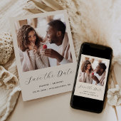 Minimal 1 Foto Script Beige Save The Date