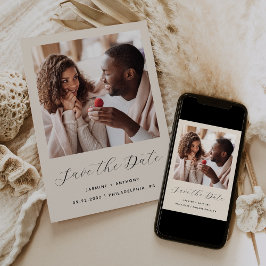 Minimal 1 Foto Script Beige Save The Date