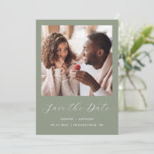 Minimal 1 Foto Script Sage Green Save The Date (Stehend Vorderseite)