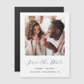 Minimal 1 Foto Script Schwarz und Weiß Magneteinladung (Vorne/Hinten)