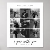 Minimal 1. Jubiläum Hochzeit 9 Foto Collage Poster (Vorne)