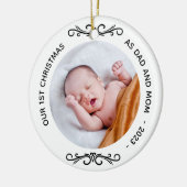 Minimal 1. Weihnachten als Vater Mama Foto Keramik Ornament (Links)