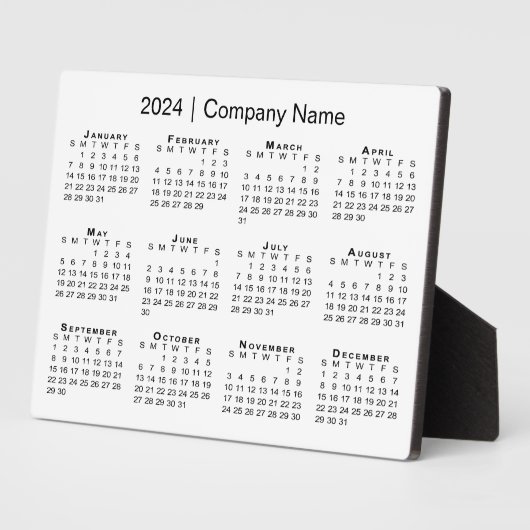 Minimal 2024 Calendar Company Name Desktop Fotoplatte (Seite)