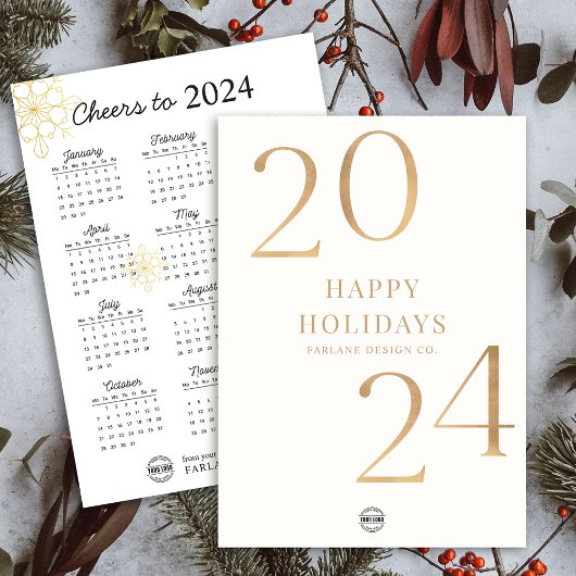 Minimal 2024 Kalender Business-Logo-Weihnachtskart Einladung