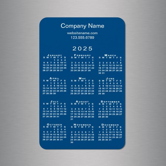 Minimal 2025 Calendar Company Name Blue Magnet
