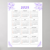 Minimal 2025 Wall Calendar Lila Blumenposter Poster (Vorne)