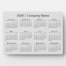 Minimal 2026 Calendar Company Name Gray Desktop Fotoplatte