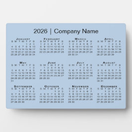 Minimal 2026 Calendar Company Name Light Blue Desk Fotoplatte