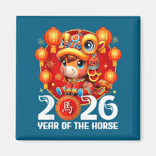 Minimal 2026 Jahr Pferd Chinesisches Neujahr Magnet