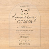 Minimal 25. Hochzeitstag Acryleinladungen (Vorderseite)