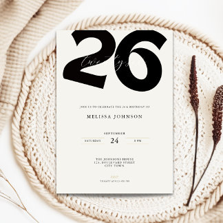 Minimal 26th Birthday Invitation - Bold Typo Einladung