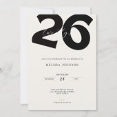 Minimal 26th Birthday Invitation - Bold Typo Einladung (Vorderseite)