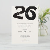 Minimal 26th Birthday Invitation - Bold Typo Einladung (Stehend Vorderseite)