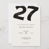Minimal 27th Birthday Invitation - Bold Typo Einladung (Vorderseite)