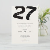 Minimal 27th Birthday Invitation - Bold Typo Einladung (Stehend Vorderseite)