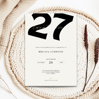 Minimal 27th Birthday Invitation - Bold Typo Einladung