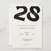Minimal 28th Birthday Invitation - Bold Typo Einladung (Vorderseite)