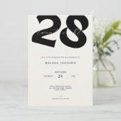 Minimal 28th Birthday Invitation - Bold Typo Einladung (Stehend Vorderseite)