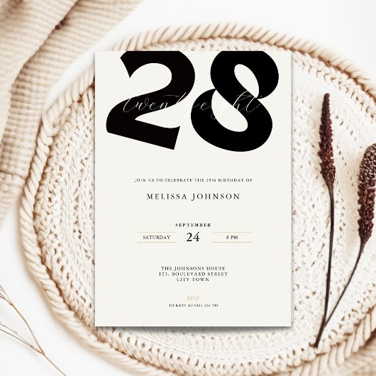 Minimal 28th Birthday Invitation - Bold Typo Einladung