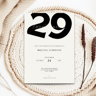 Minimal 29th Birthday Invitation - Bold Typo Einladung